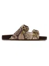 Burberry Urchin Python-printed Leather Dual Buckle Slide Sandals In Multi