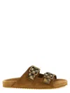 Burberry Check Pattern Flat Sandals Dual Straps In Brown