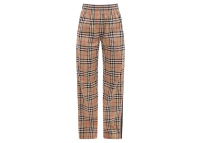 Pre-owned Burberry Women's Vintage Chech Motif Cotton Pants In Beige