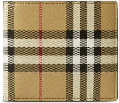 Burberry Bi-fold Vintage Check Wallet In Brown