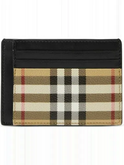 BURBERRY WOMEN'S VINTAGE CHECK LOGO ENGRAVED CARDHOLDER