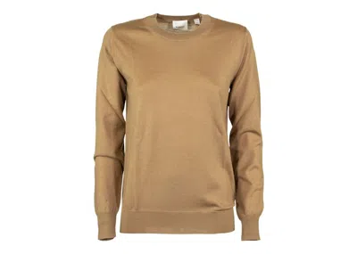 Pre-owned Burberry Women's Vintage Check Patch Merino Wool Sweater In Beige