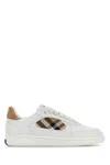 Burberry White Leather Sneaker Terrace And Check In Yellow