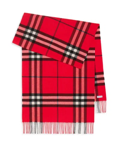 Burberry Women's Wide Check Cashmere Scarf In Red