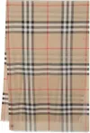 Burberry Giant Check Wool And Silk Blend Scarf In Beige