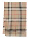 Burberry Giant Check Wool And Silk Blend Scarf In Beige