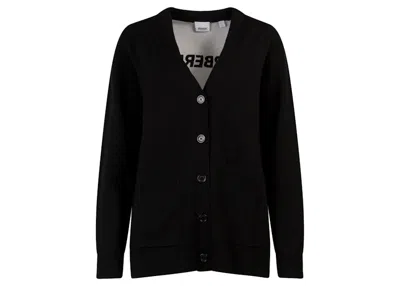 Pre-owned Burberry Women's Wool Blend Cardigan In Black
