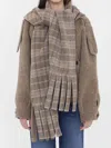 Burberry Women Detachable Scarf Wool Blend Jacket Biscuit In Brown