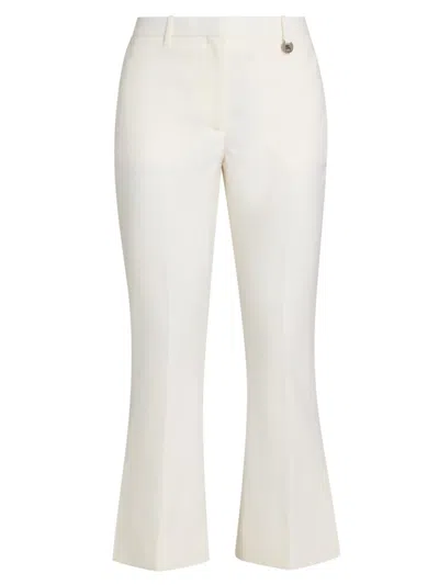 Burberry Women's Wool Bootcut Crop Trousers In White