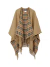 Burberry Women Wool Cape Reversible A Beige In Neutral
