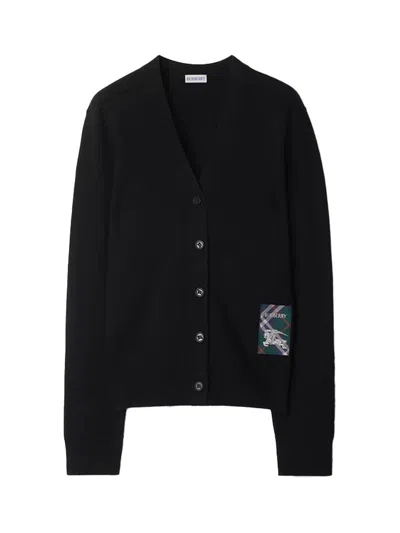 BURBERRY BURBERRY WOMEN WOOL CARDIGAN BLACK