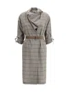 Burberry Women Wool Check Dress With A Shawl Collar In Multi