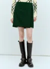 Burberry Pleated Fringed-edge Mini Skirt In Green