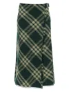 Burberry Maxi Kilt With Check Pattern In Green