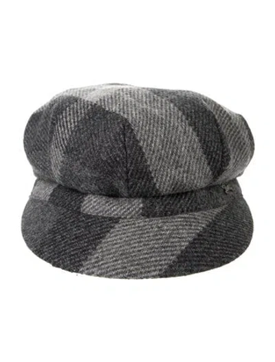 Pre-owned Burberry Women's Wool Plaid Newsboy Cap In Black/grey