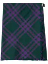 Burberry Check Print Kilt With Belted Detail In Purple
