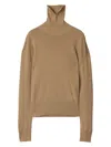 Burberry High-neck Wool Sweater With Logo Intarsia