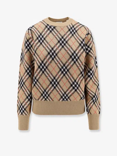 Burberry Women Wool Sweater With  Check Motif In Multi