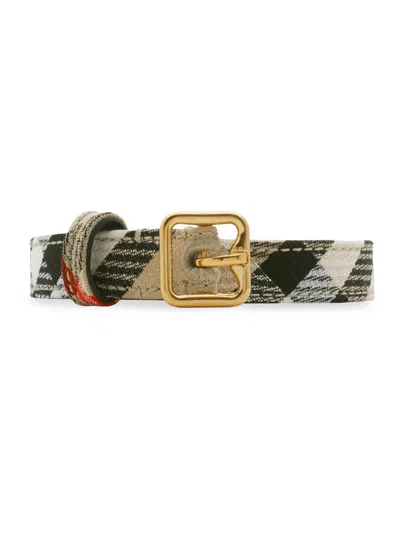 Burberry Women's Woven Check Belt In Sand