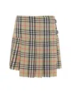Burberry Pleated Wool Skirt In Archive Beige In Multi