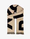 Burberry Womens Archive Beige Football Brand-pattern Wool Scarf In Archive Beige