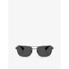 Burberry Womens Grey Be3163 Rectangle-frame Metal Sunglasses In Gray