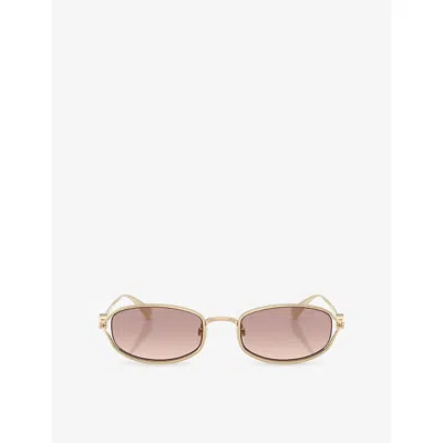 Burberry Womens Be3177 Oval-frame Metal Sunglasses Gold In Pink