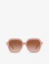 Burberry Womens Be4389 Joni Square-frame Brand-embellished Acetate Sunglasses Pink In Pink