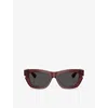 Burberry Womens Red Be4454 Cat-eye Acetate Sunglasses In Red