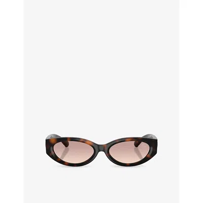 Burberry Womens Be4505u Oval-frame Acetate Sunglasses Brown