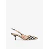 Burberry Check Print Slingbacks With Laminated Accents