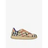 Burberry Womens Check-pattern Woven Low-top Trainers Beige Comb In Beige Comb