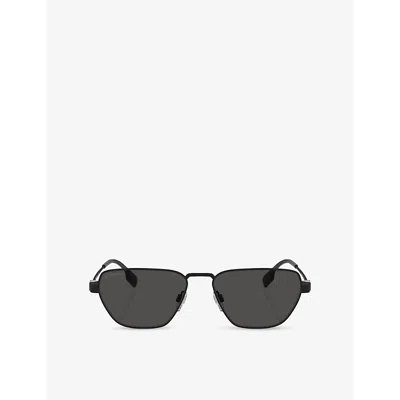 Burberry Womens Black Be3146 Irregular-frame Metal Sunglasses