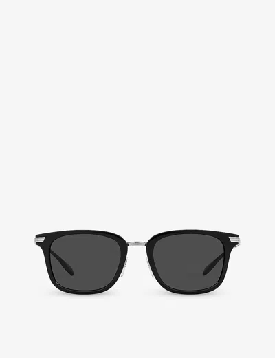 Burberry Womens Black Be4395 Peter Square-frame Brand-embellished Acetate Sunglasses