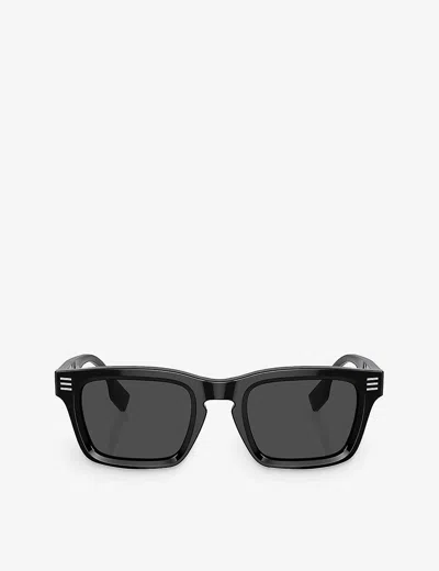 Burberry Womens Black Be4403 Rectangle-frame Acetate Sunglasses