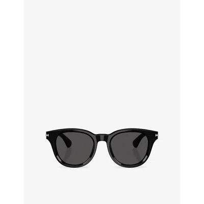 Burberry Be4439 Round-frame Acetate Sunglasses In Black