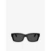 Burberry Womens Black Be4443 Rectangle-frame Acetate Sunglasses In Black