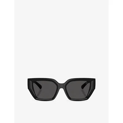 Burberry Womens Black Be4472u Square-frame Acetate Sunglasses In Metallic