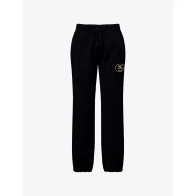Burberry Womens Black Brand-embroidery Straight-leg Cotton-jersey Jogging Bottoms