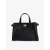 Burberry Mini Cotswold Grained Leather Top Handle Bag In Black