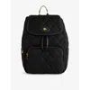Burberry Womens Black Horseshoe Drawstring Woven Backpack In Black
