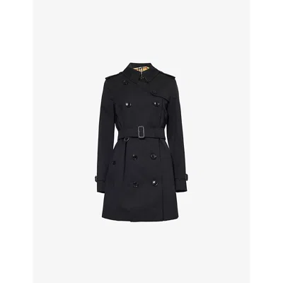 Burberry Double Breasted Belted Trench Coat In Black