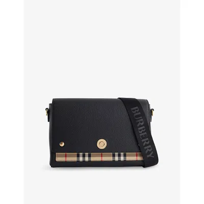 Burberry Womens Black Note Leather Cross Body Bag