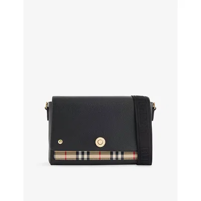 Burberry Womens Black Note Leather Crossbody Bag In Red