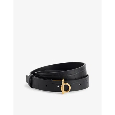 Burberry Womens  Rocking Horse Leather Belt In Black