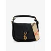 Burberry Womens Small B Clip Leather Messenger Bag Black In Black