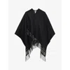 Burberry Reversible Open Front Wool Cape In Black/calico Ip Chk
