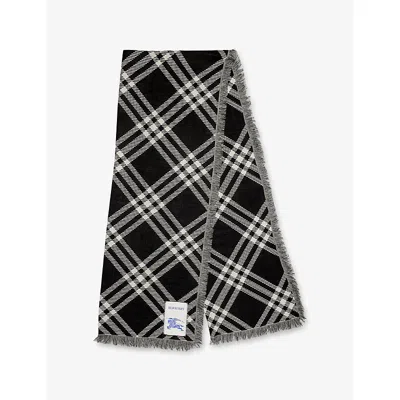 Burberry Womens Wide Check Wool-silk Scarf Black/calico