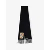 Burberry Womens Black/sand Check Label Cashmere Scarf In Multi