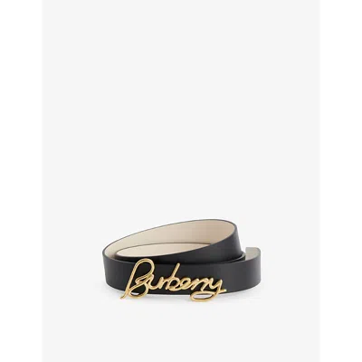 Burberry Womens  Signature Reversible Leather Belt In Black/soap